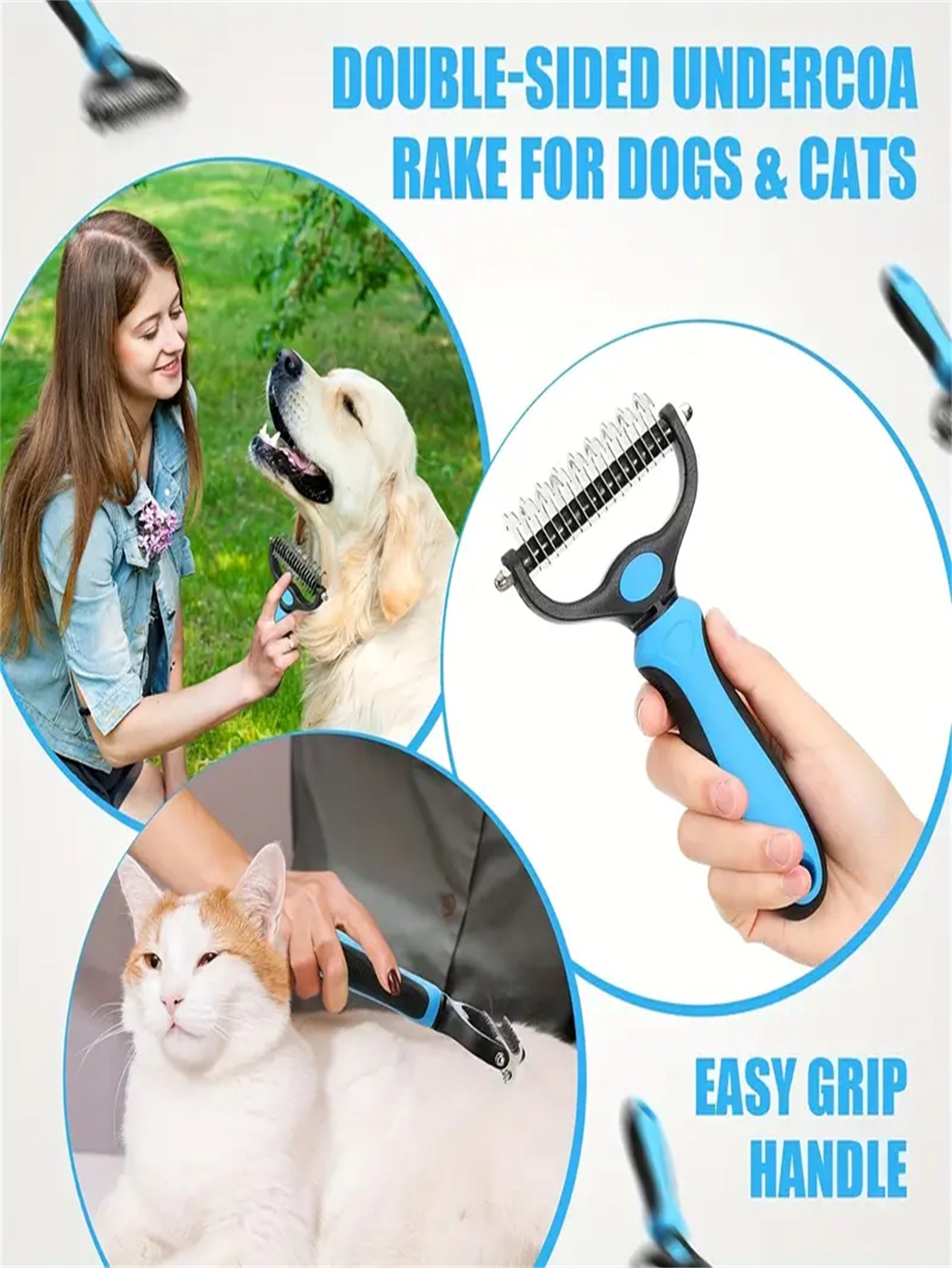 Double-Sided Dematting & Deshedding Comb – Professional Pet Care at Home