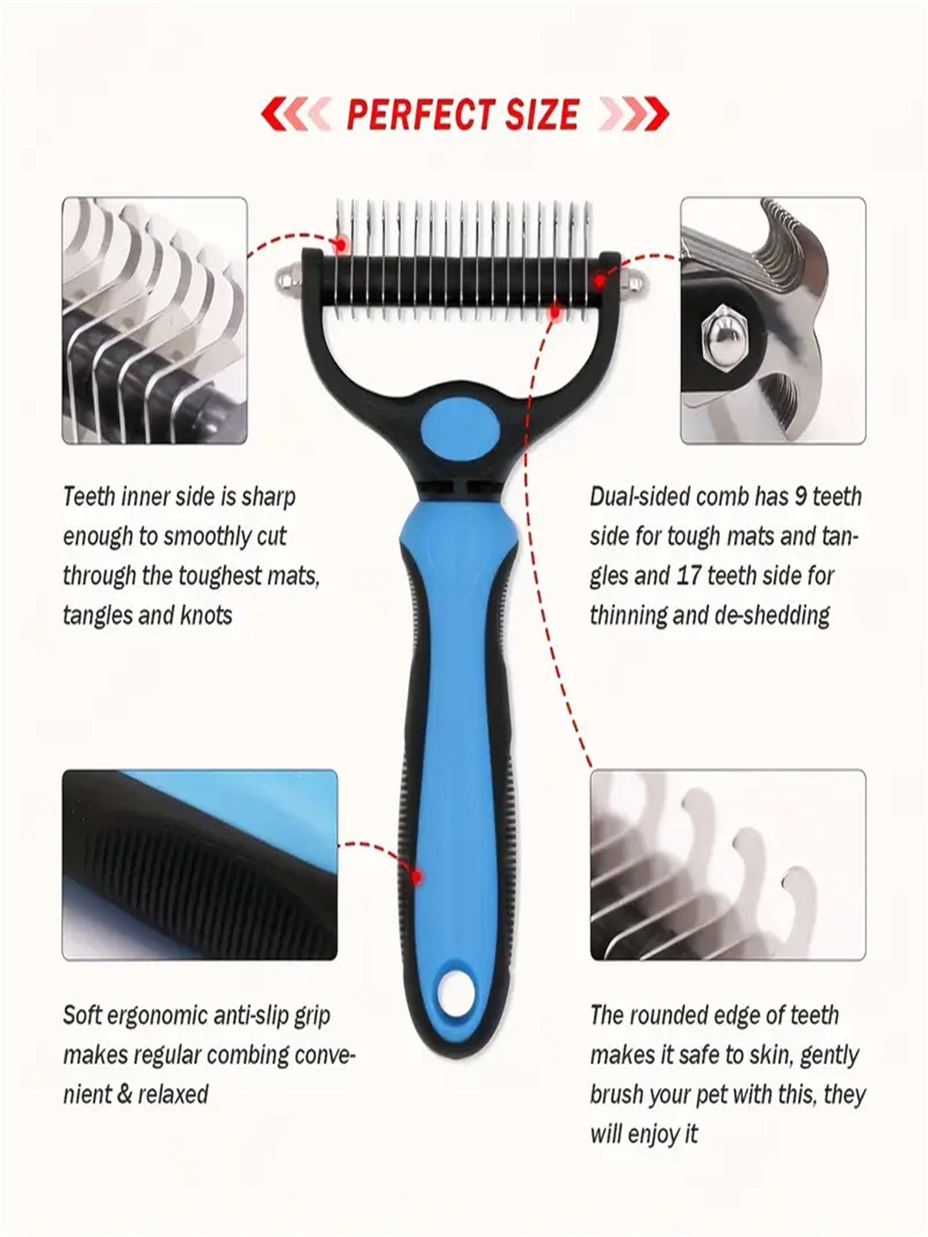 Double-Sided Dematting & Deshedding Comb – Professional Pet Care at Home